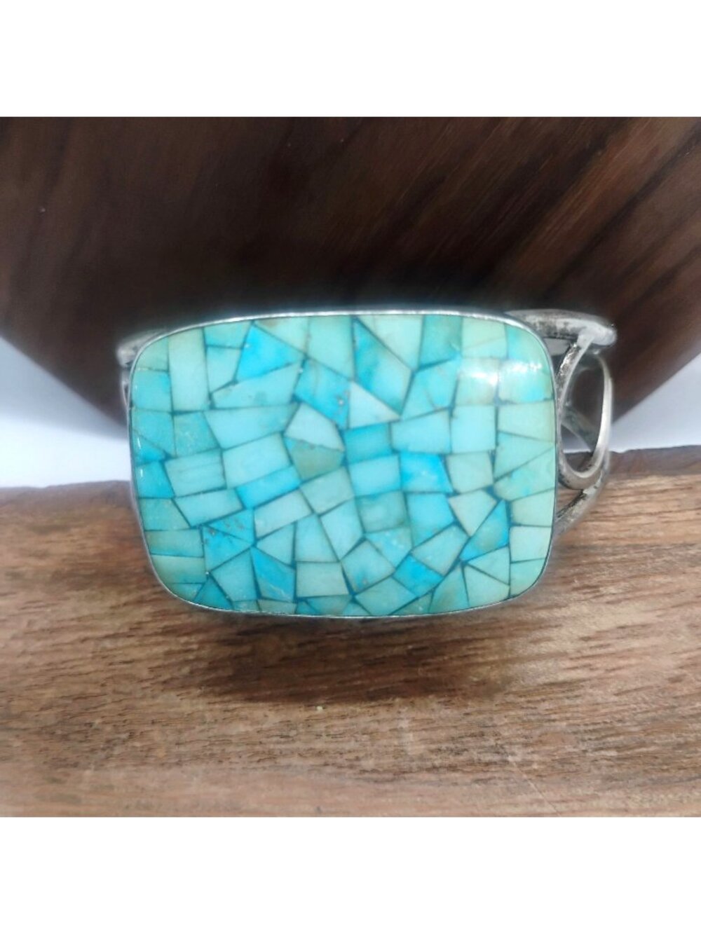 Jay King DTR Sterling Silver and Turquoise Mosaic Cuff Bracelet Size 6.5